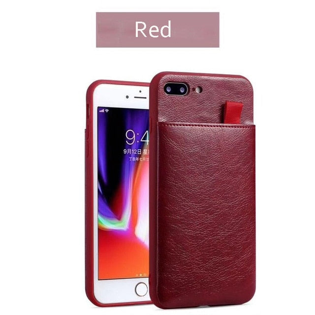 Leather Wallet Case For iPhone XR XS Max XS Card Slot Pull Pouch