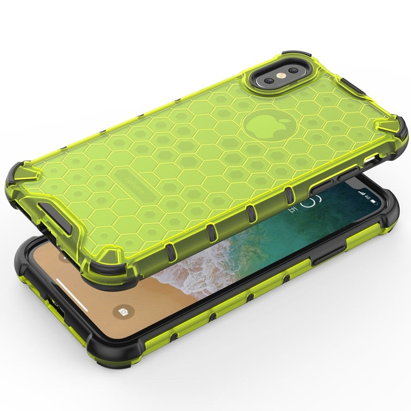 Hybrid TPU + PC Armor Case Honeycomb Clear Shockproof Case
