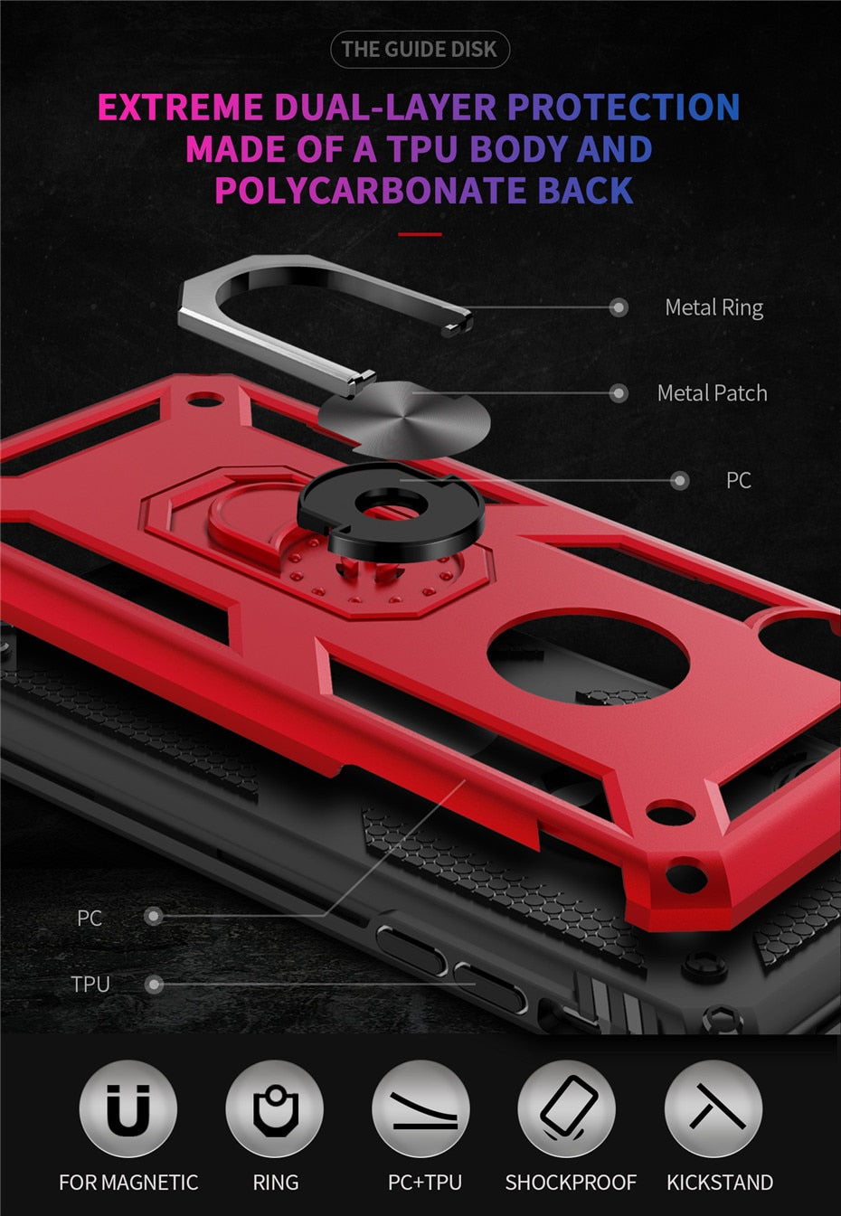 Shockproof Armor Case Magnetic Ring Holder for iPhone