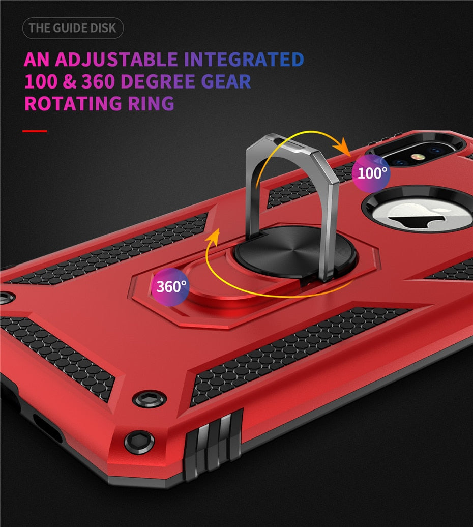 Shockproof Armor Case Magnetic Ring Holder for iPhone