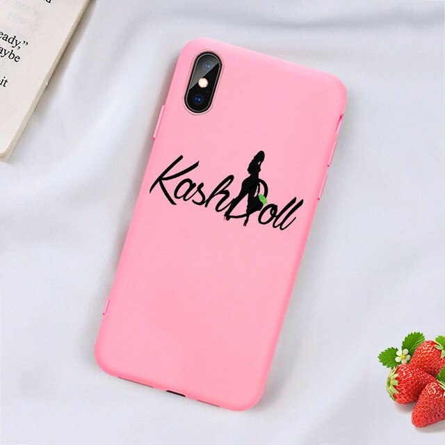 Kash Black head Girl phone case for iPhone Matte Candy Pink Silicone