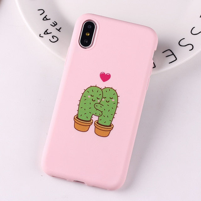 Case Cute Heart Funny Tropical Soft Silicone for iPhone
