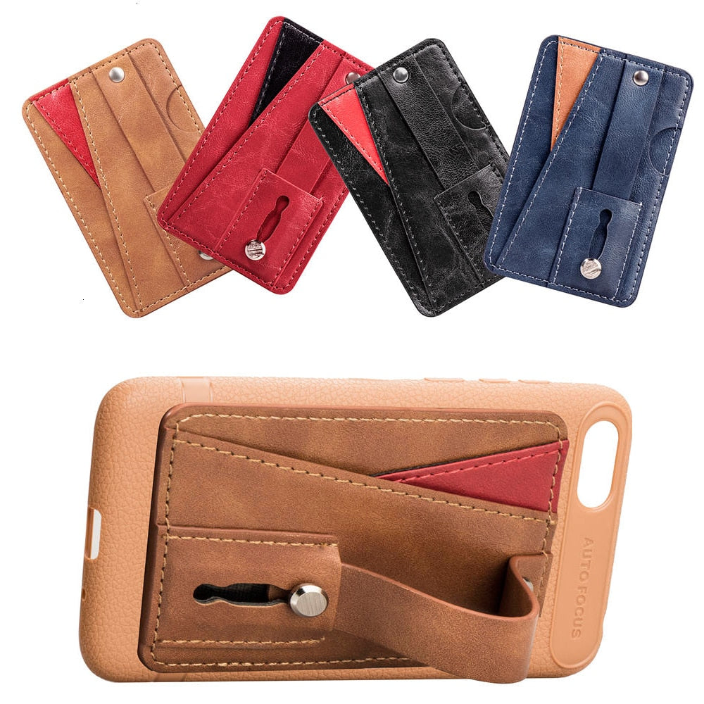 Universal mobile phone bracket with multifunctional leather wallet