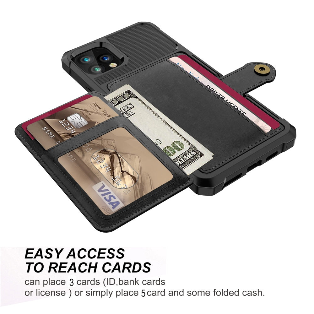 Retro Flip PU Leather Case Card Holder Phone Cases Wallet Cover Shell