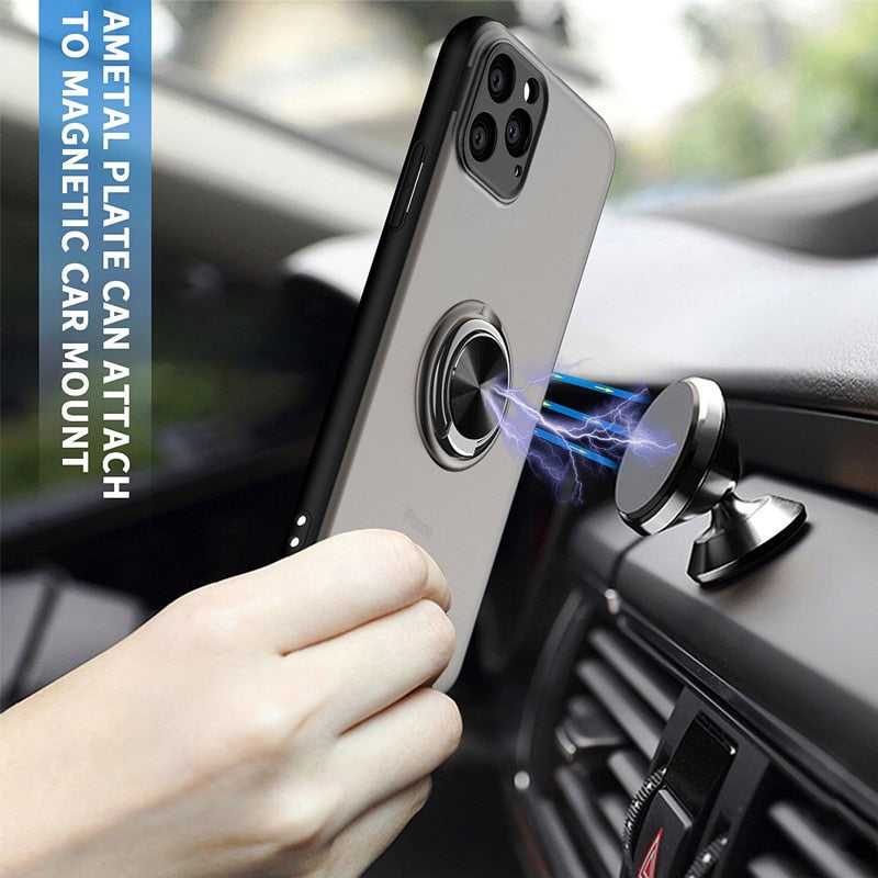 Car Holder Case Clear With Ring Holder Stand Protective for iPhone