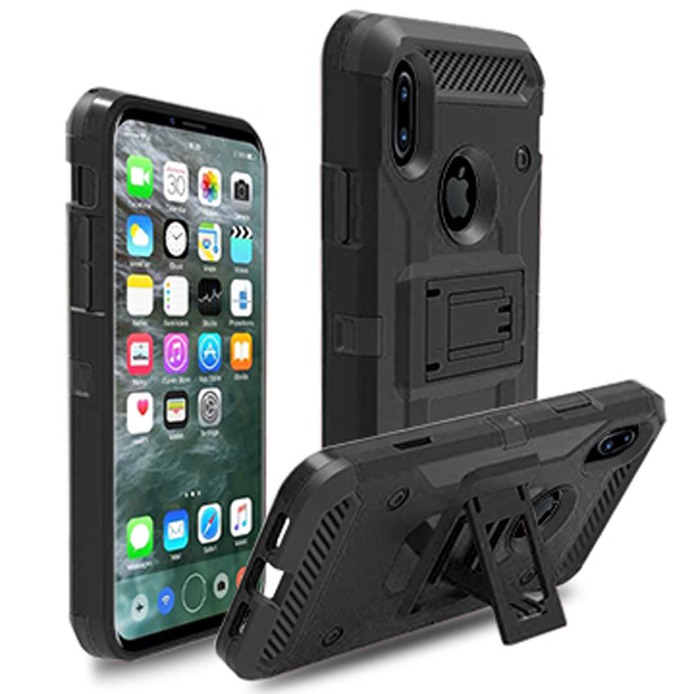 Shockproof Heavy Duty Hybrid Case with Belt Clip Stand for iPhone X