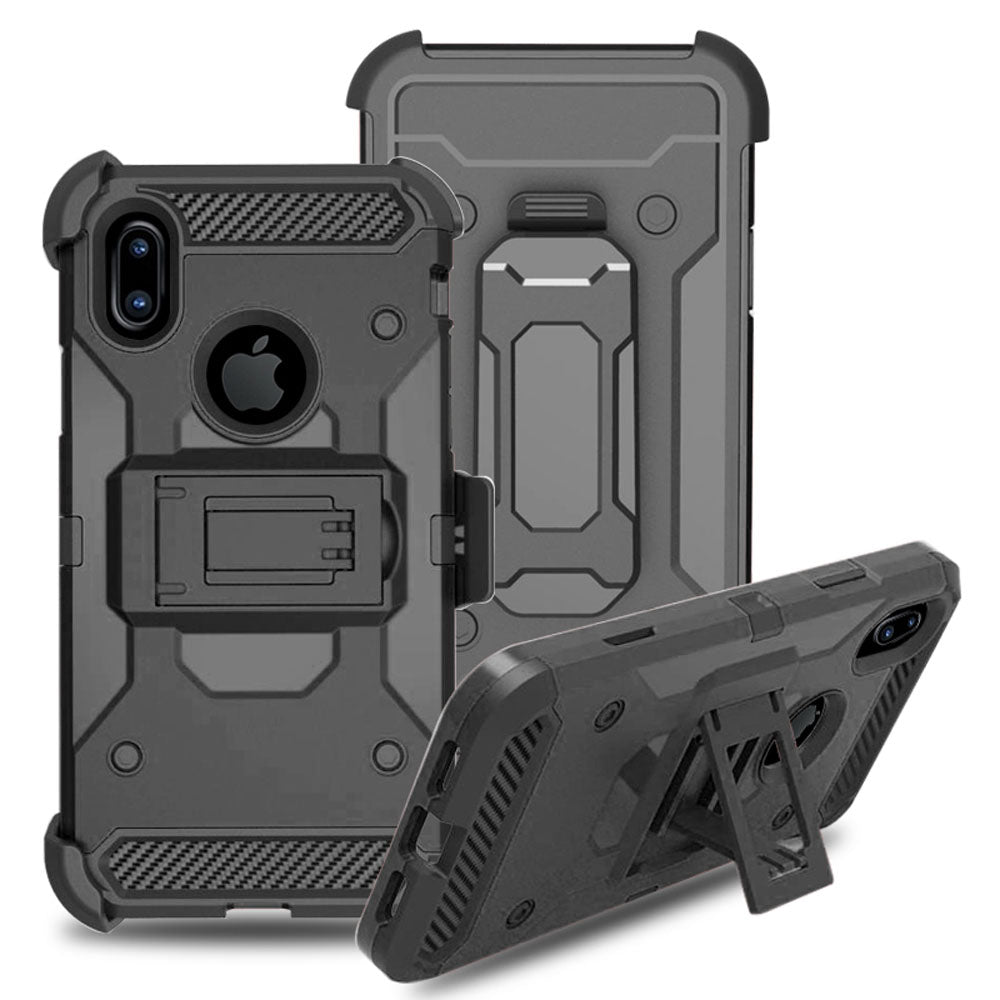 Shockproof Heavy Duty Hybrid Case with Belt Clip Stand for iPhone X