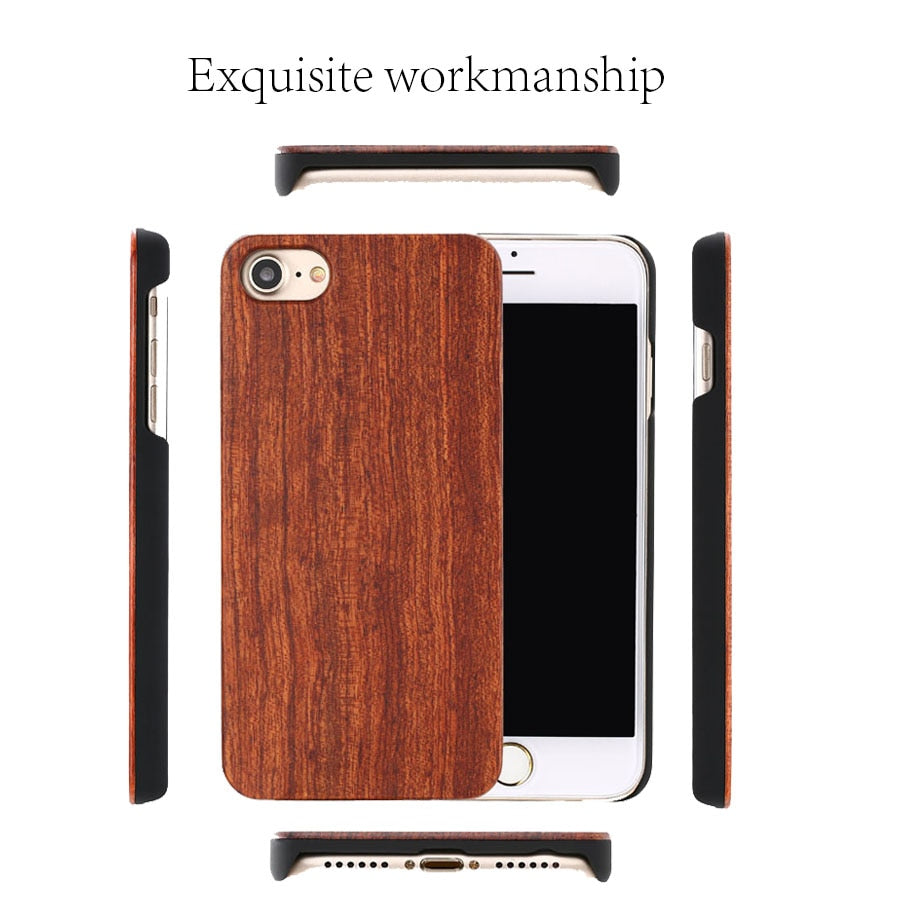 Real Wood Case For iPhone Natural Bamboo Wooden Hard Phone Cases