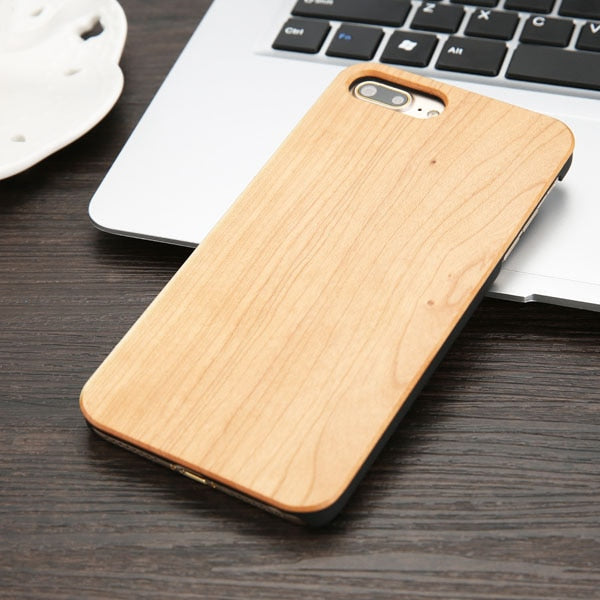 Real Wood Case For iPhone Natural Bamboo Wooden Hard Phone Cases