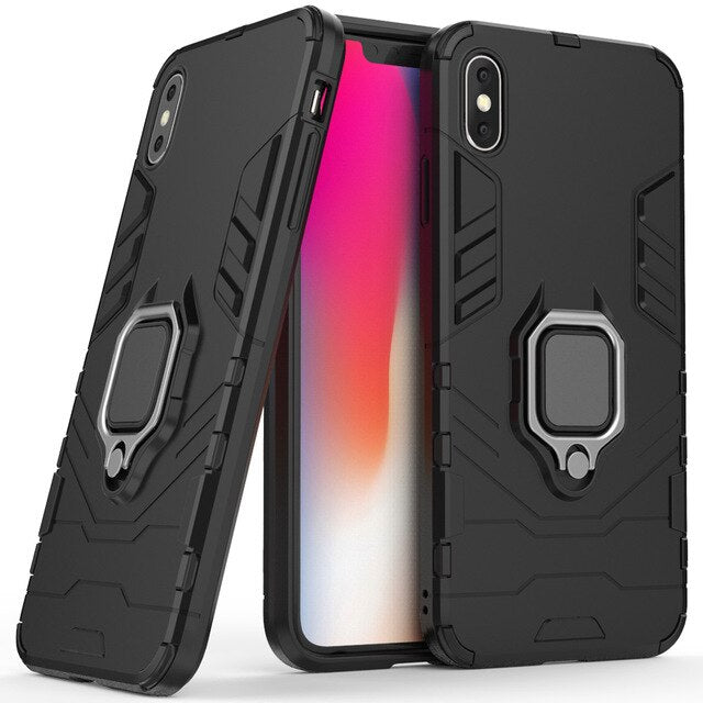 Magnetic Ring Armor Case Soft Shockproof Hard for iPhone X Xs