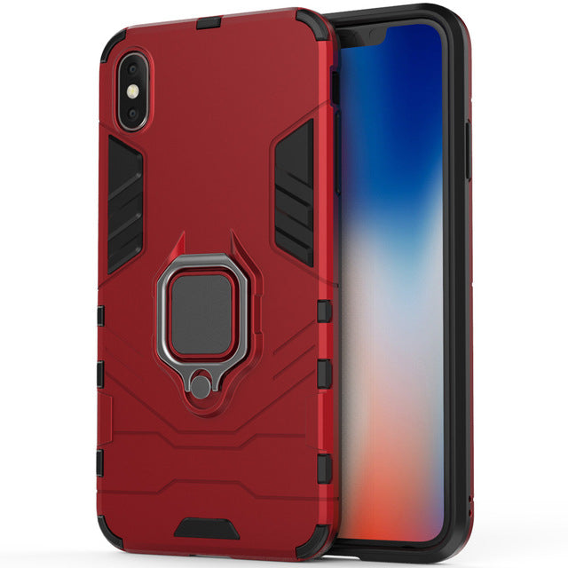 Magnetic Ring Armor Case Soft Shockproof Hard for iPhone X Xs