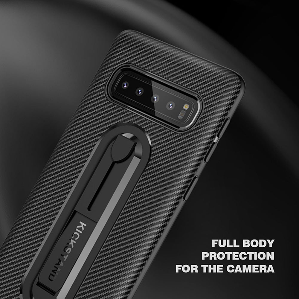Carbon Fiber Bracket Case For Samsung Galaxy Matte Silicone Cover