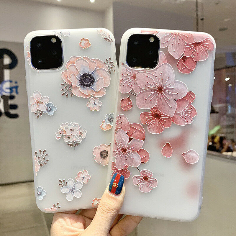 Clear Frost Flower Thin Soft Case For iPhone