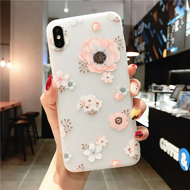 Clear Frost Flower Thin Soft Case For iPhone