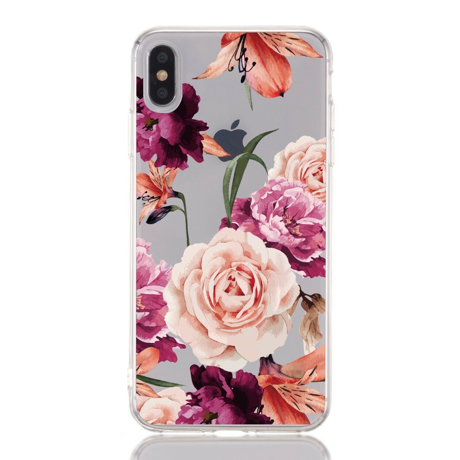 Flower Pattern Clear Soft Ultra Slim Back Case For iPhone