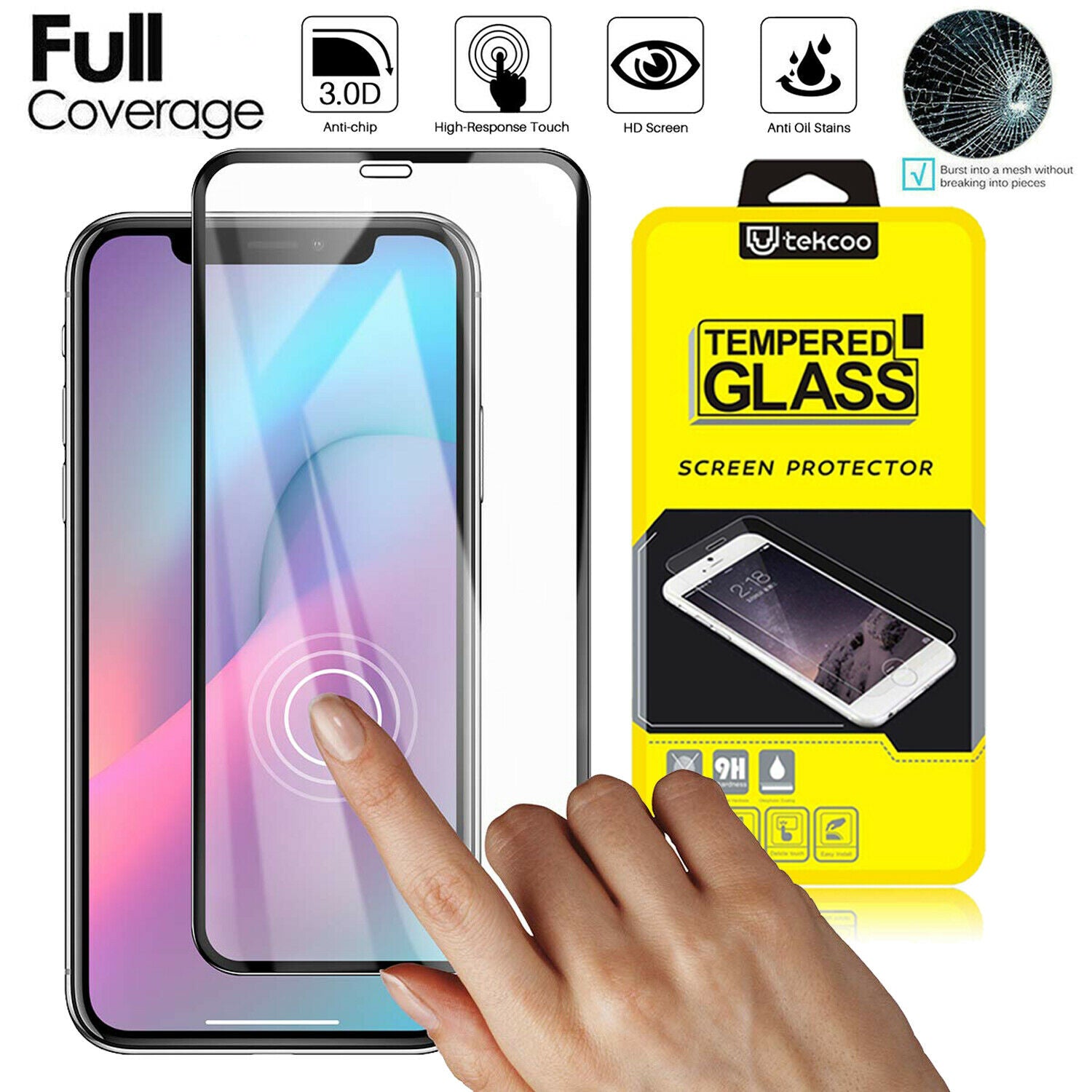 Shockproof Silicone Soft Cover with Screen Protector for iPhone