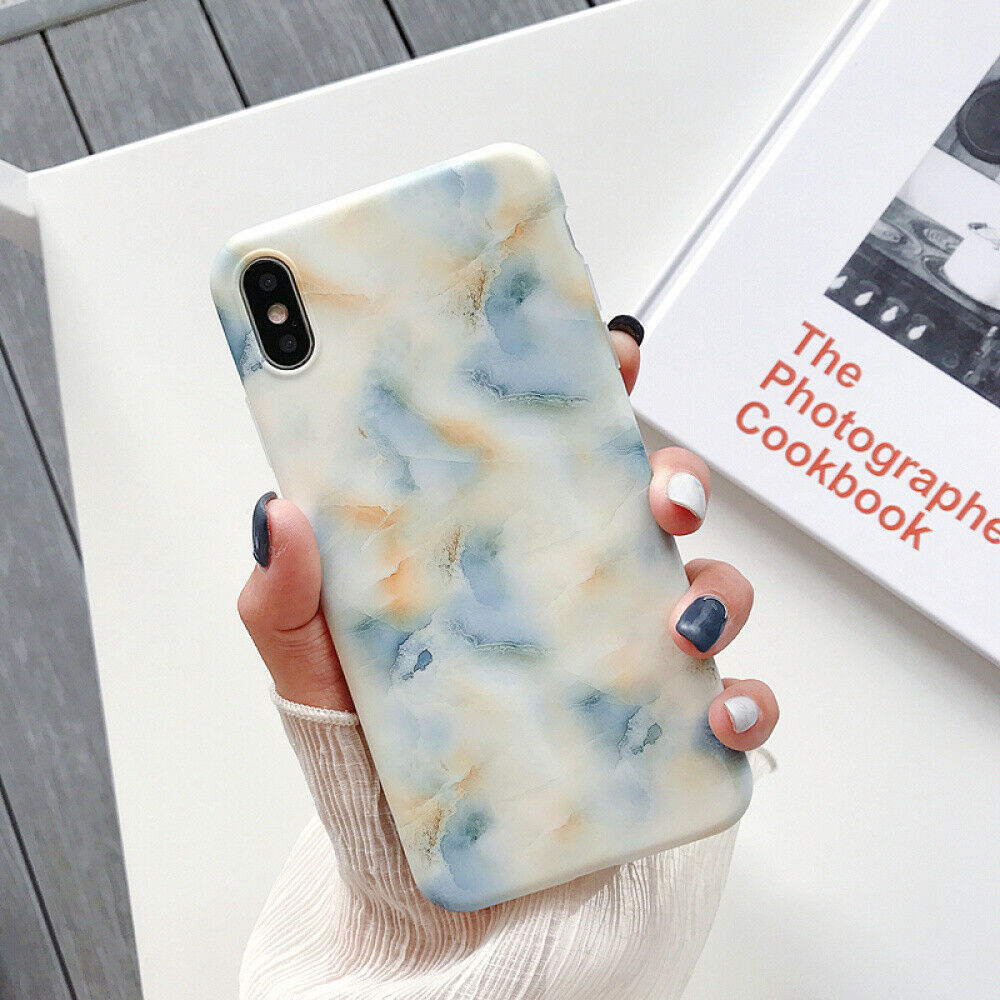 Slim Matte Marble Pattern Back Case For iPhone