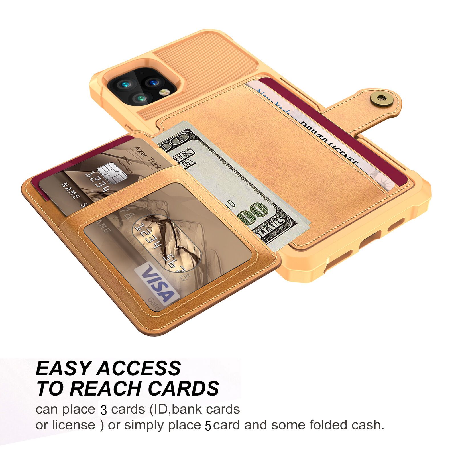 Leather Holder Flip Card Wallet Cover For iPhone