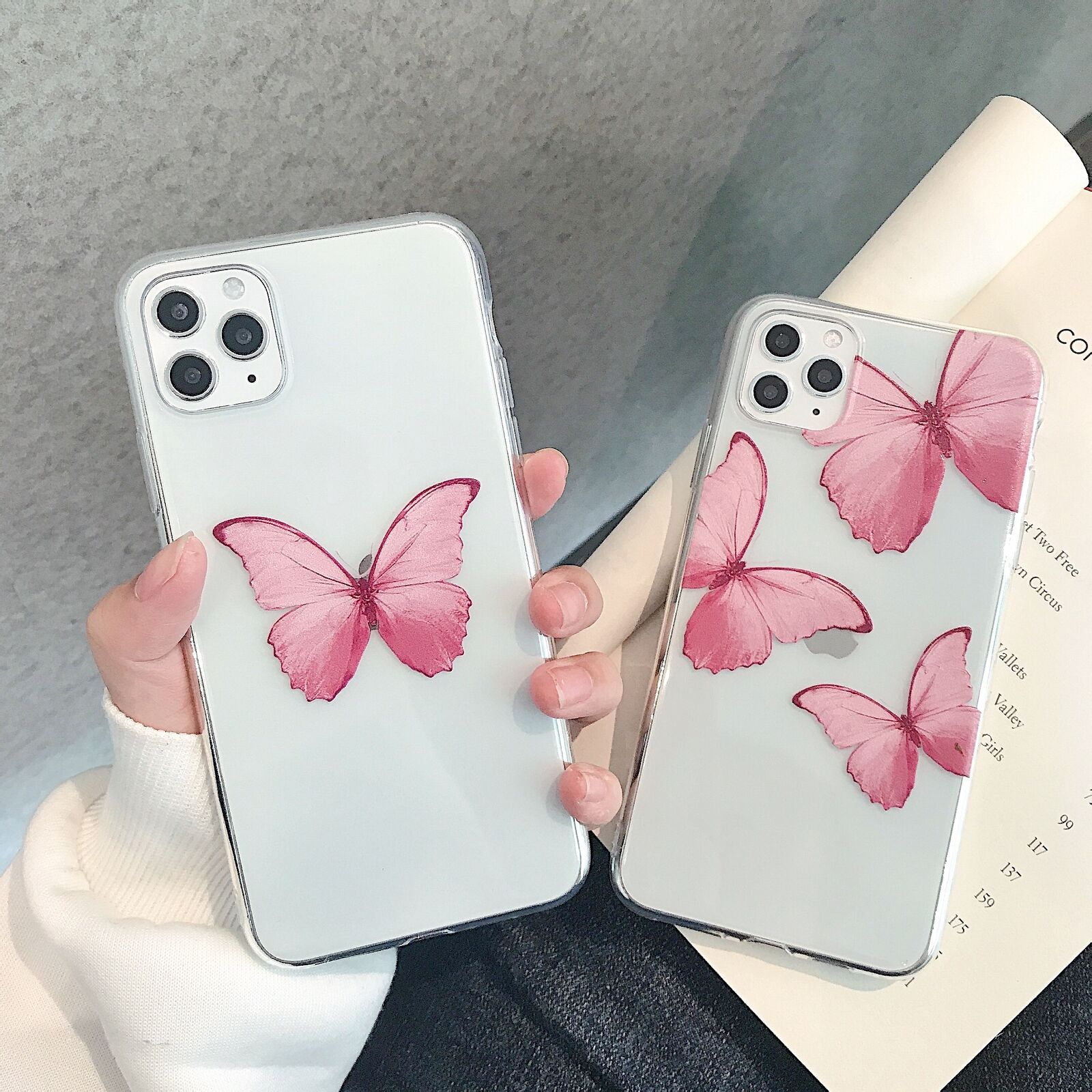 Butterfly Pattern Soft Rubber Back Case For iPhone