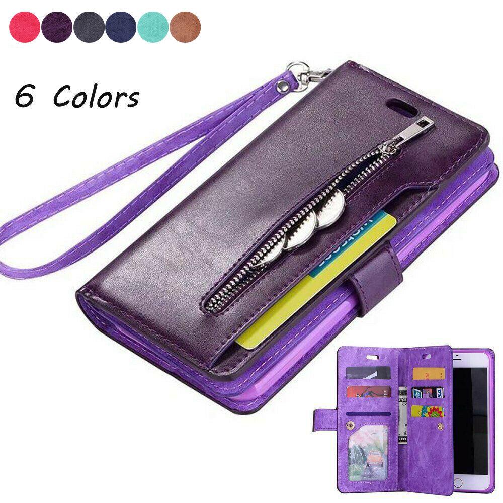 Leather Wallet Card Holder Stand Cover For iPhone