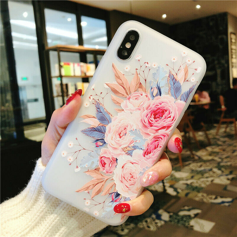 Clear Frost Flower Thin Soft Case For iPhone