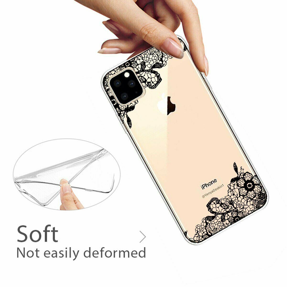 Slim Pattern Soft Rubber Silicone Clear Back Case For iPhone