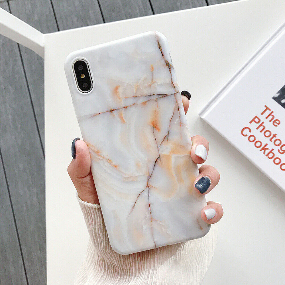 Slim Matte Marble Pattern Back Case For iPhone