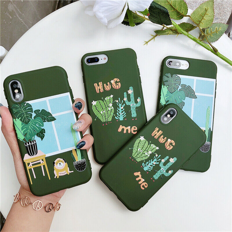 Slim Cute Rubber Soft Silicone Cactus Pattern Case For iPhone