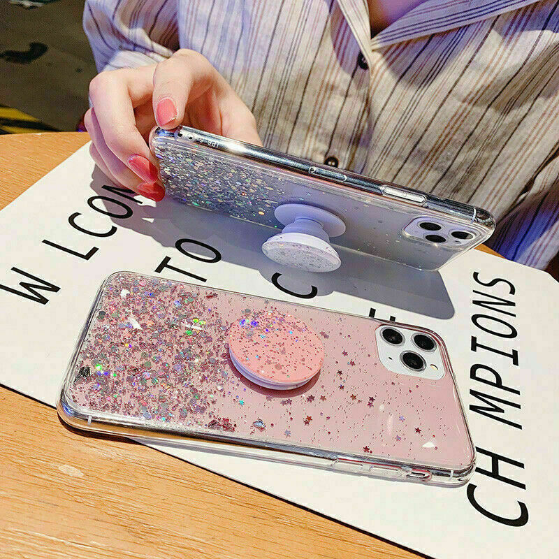 Bracket Glitter Bling Heart Phone Case for Samsung Galaxy