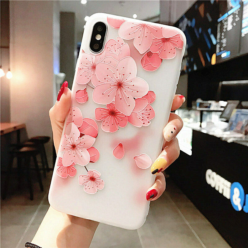 Clear Frost Flower Thin Soft Case For iPhone