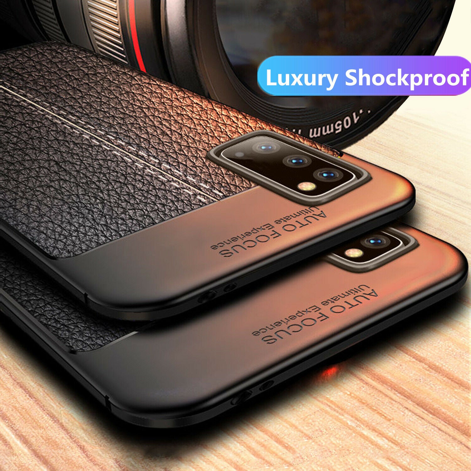 Luxury Shockproof Leather Rubber Case for Samsung S20