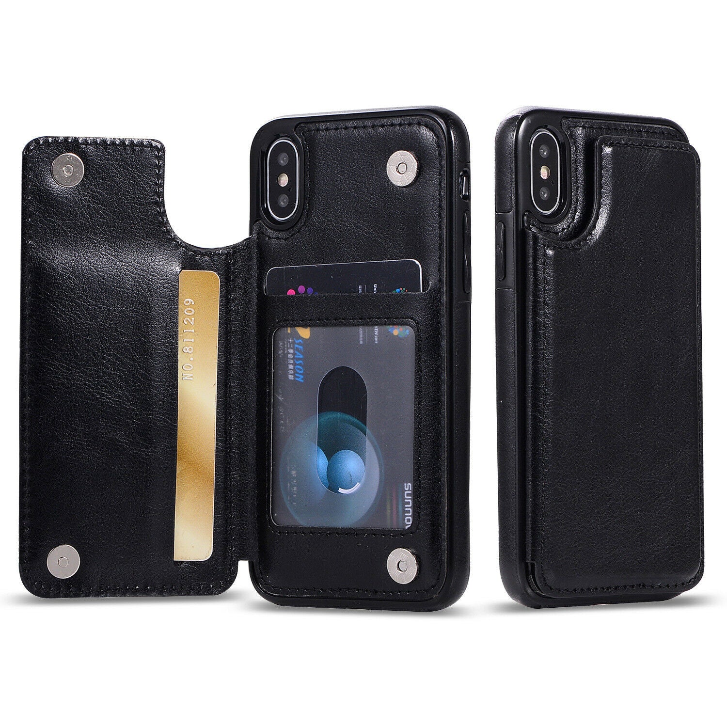 Fits Wallet Card Slot Case Leather Shockproof Magnetic For iPhone