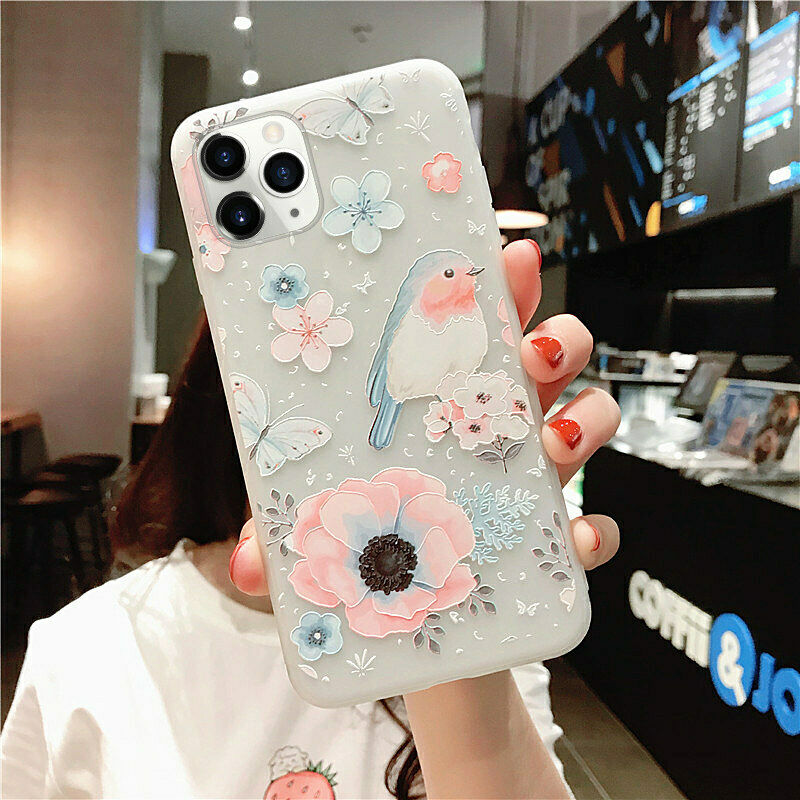 Clear Frost Flower Thin Soft Case For iPhone