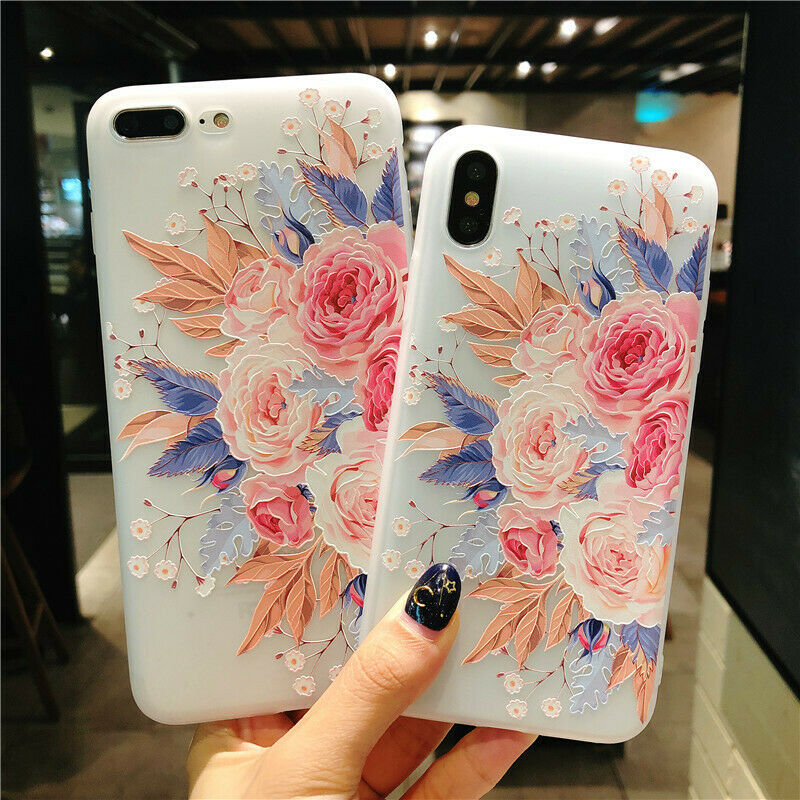 Clear Frost Flower Thin Soft Case For iPhone