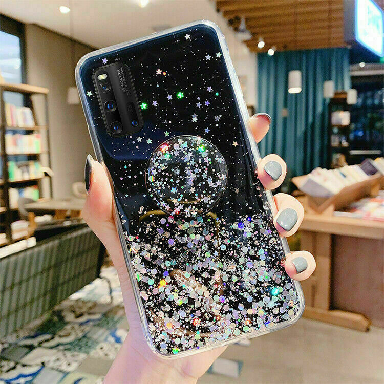 Bracket Glitter Bling Heart Phone Case for Samsung Galaxy