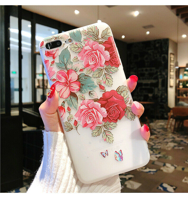 Clear Frost Flower Thin Soft Case For iPhone