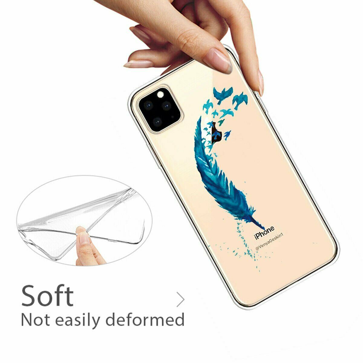 Slim Pattern Soft Rubber Silicone Clear Back Case For iPhone