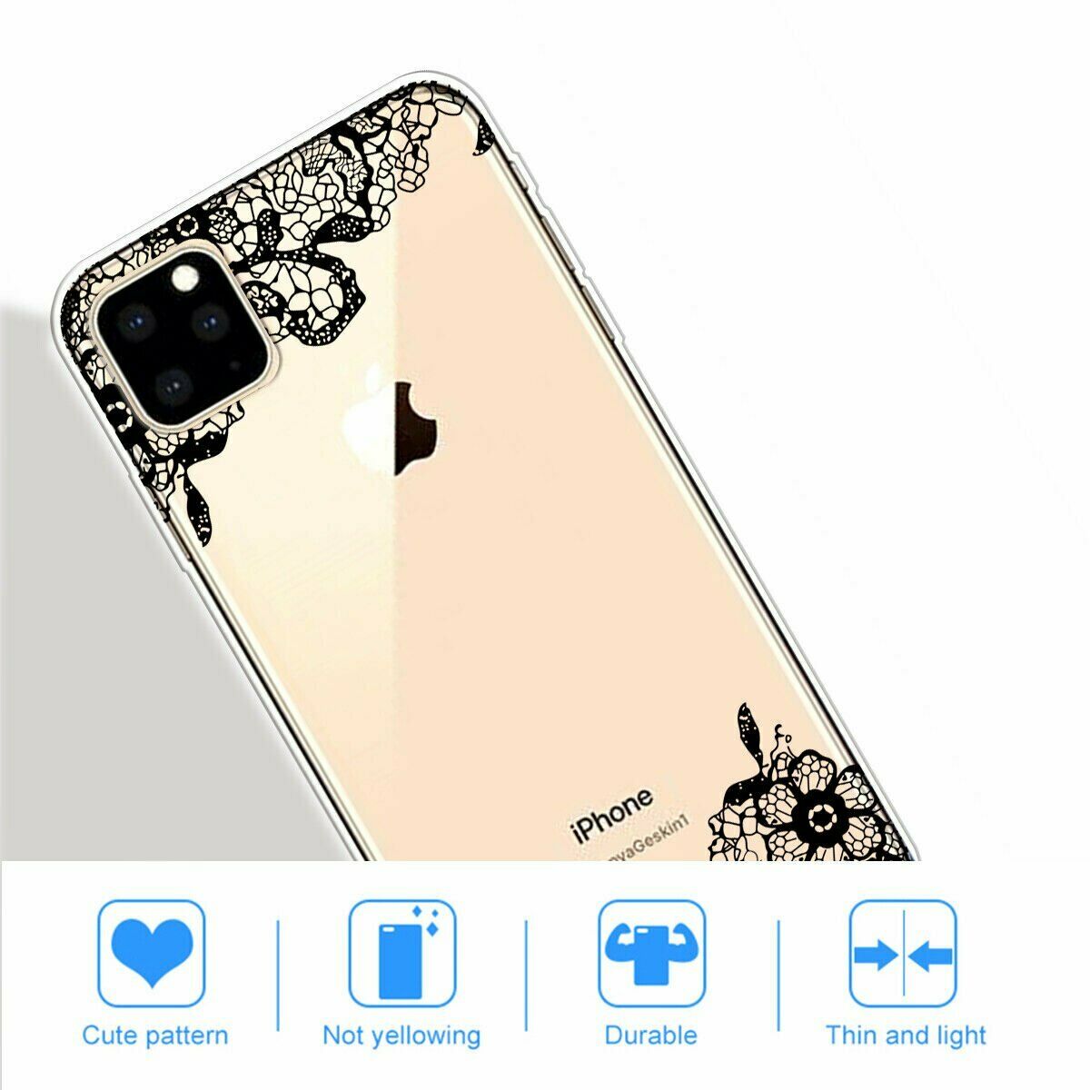 Slim Pattern Soft Rubber Silicone Clear Back Case For iPhone