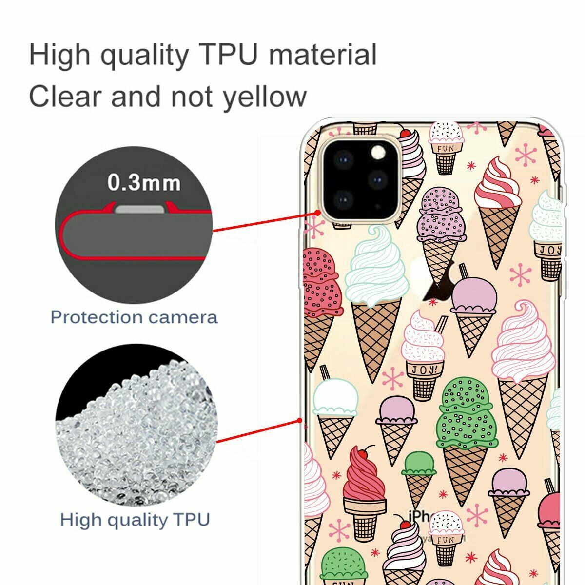 Slim Pattern Soft Rubber Silicone Clear Back Case For iPhone