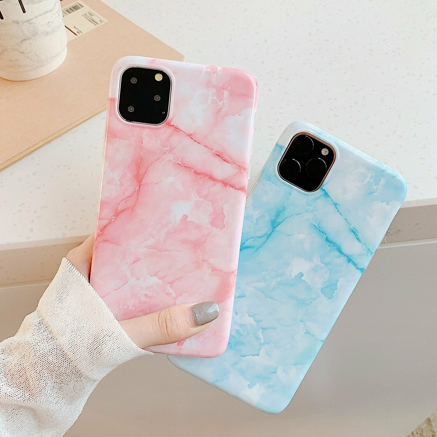 Rubber Marble Slim Soft Case For iPhone