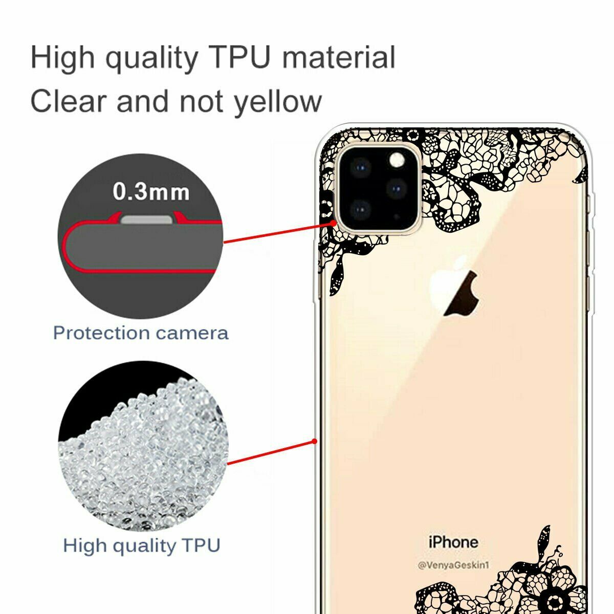 Slim Pattern Soft Rubber Silicone Clear Back Case For iPhone