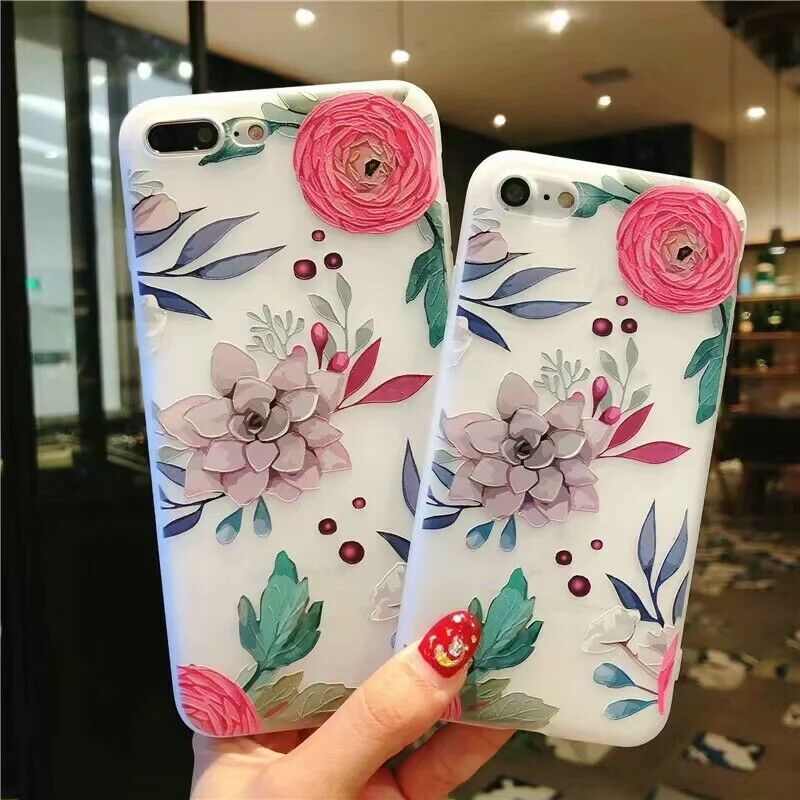 Clear Frost Flower Thin Soft Case For iPhone