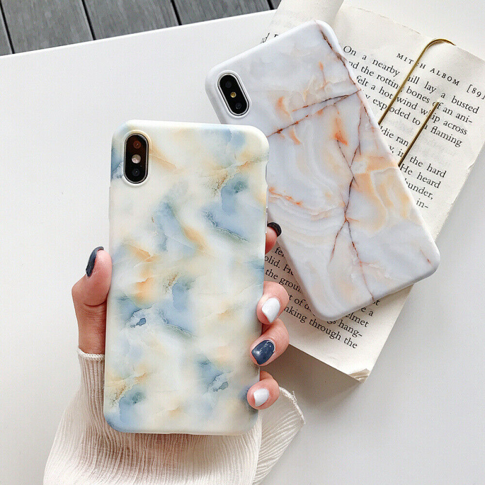 Slim Matte Marble Pattern Back Case For iPhone