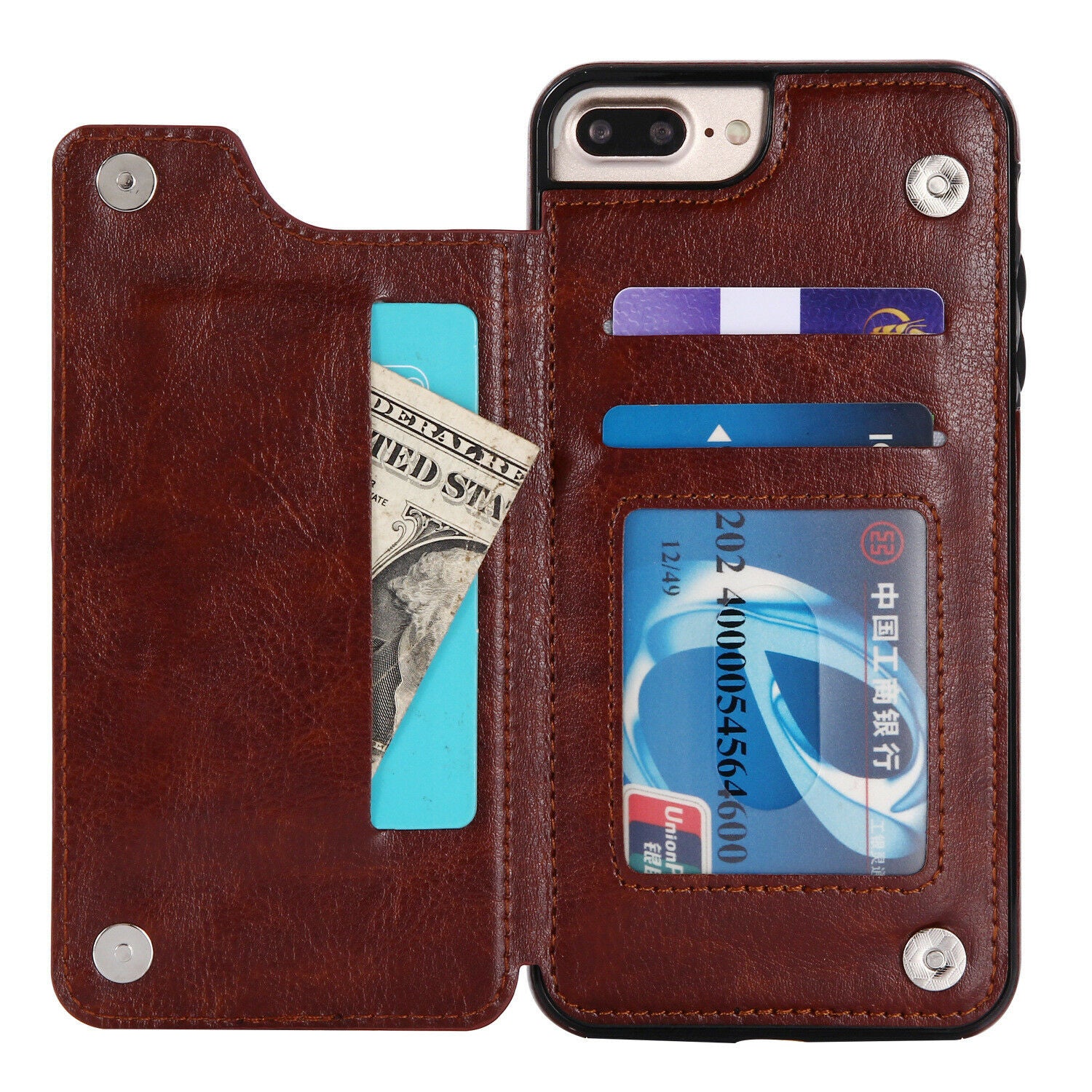 Fits Wallet Card Slot Case Leather Shockproof Magnetic For iPhone