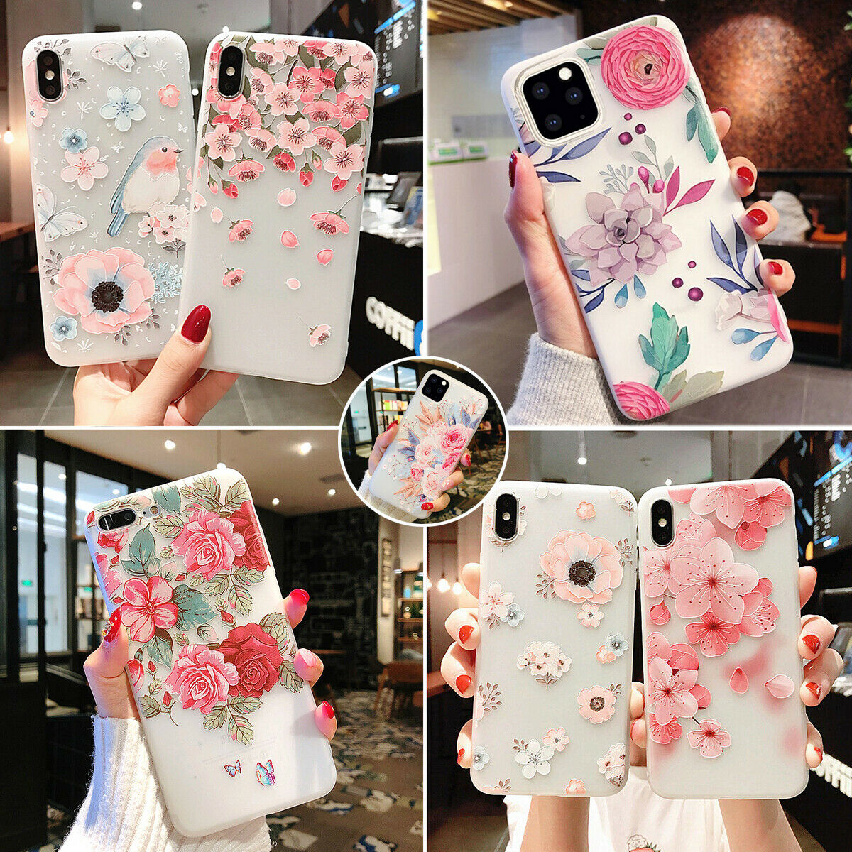 Clear Frost Flower Thin Soft Case For iPhone
