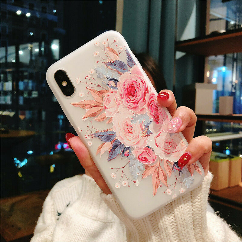 Clear Frost Flower Thin Soft Case For iPhone