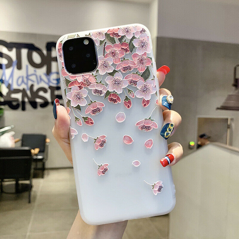 Clear Frost Flower Thin Soft Case For iPhone