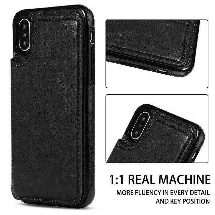 Fits Wallet Card Slot Case Leather Shockproof Magnetic For iPhone