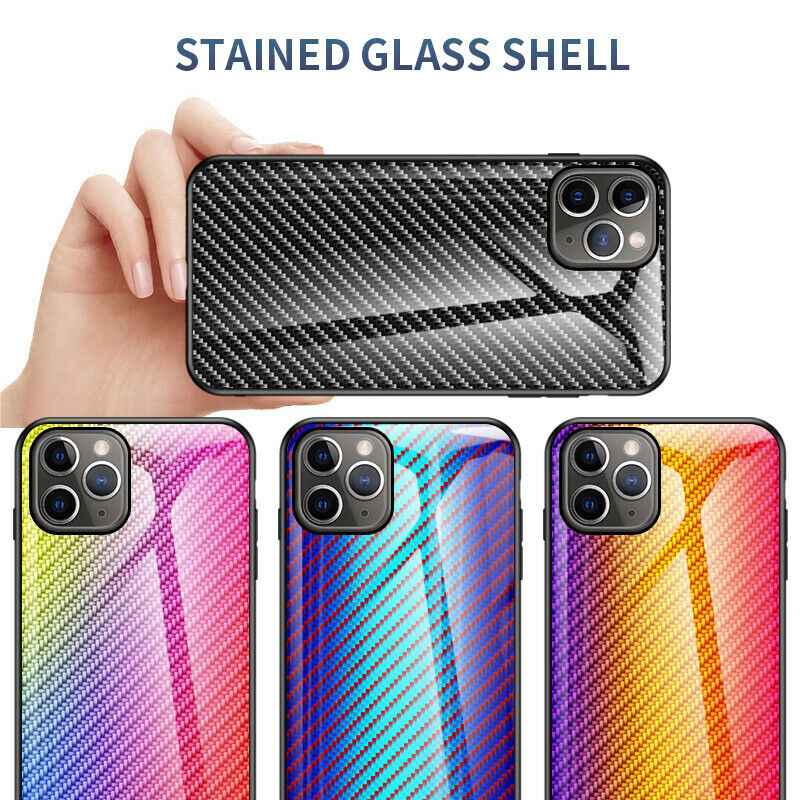 Gradient Hybrid Tempered Glass Rubber Hard Case Back For iPhone