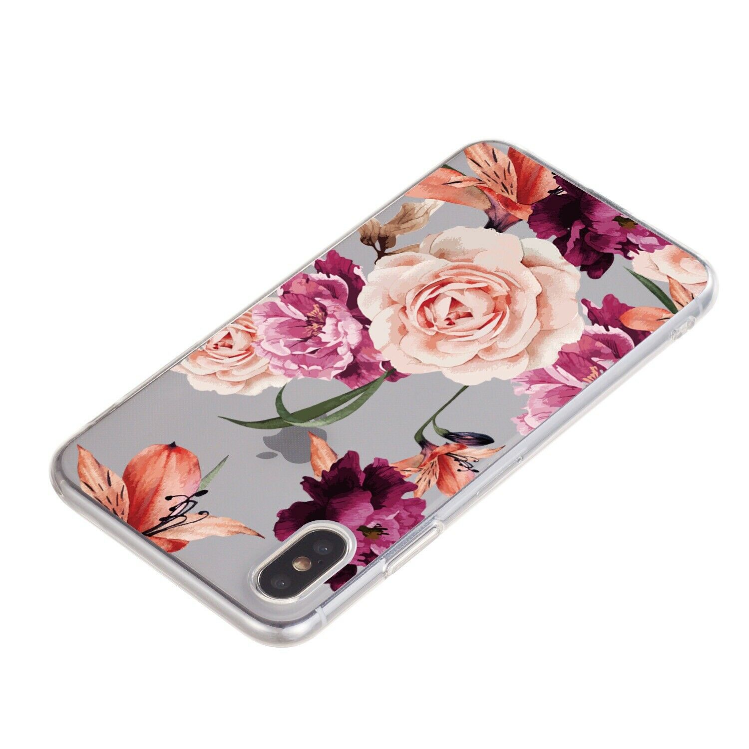 Flower Pattern Clear Soft Ultra Slim Back Case For iPhone
